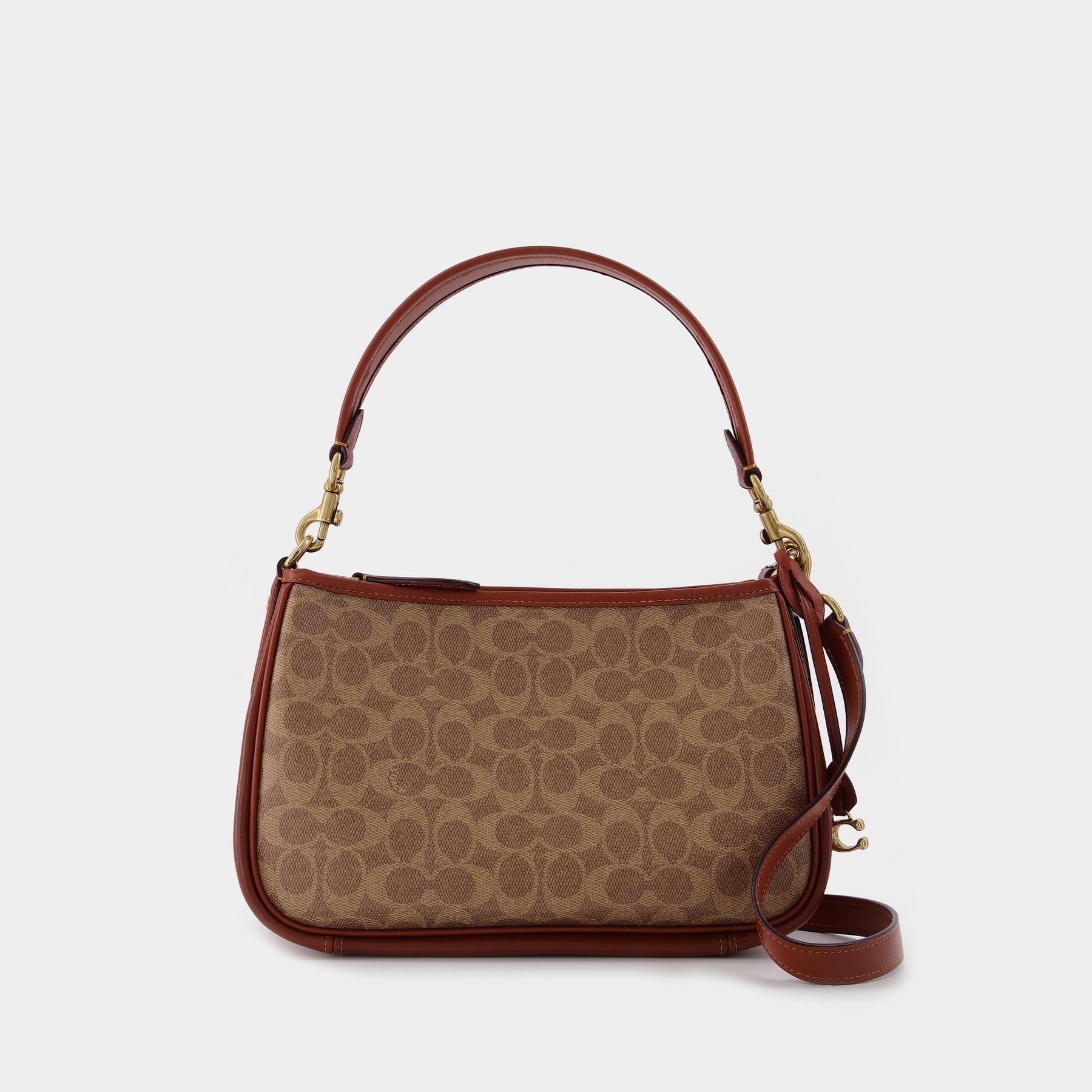 Coach Coated Canvas Signature Chain Hobo - b/tan Rust