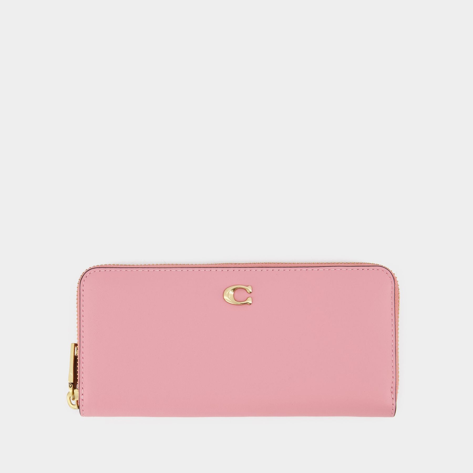 COACH ZOE LIGHT PINK BUCKLE LEATHER ZIP ACCORDION WALLET