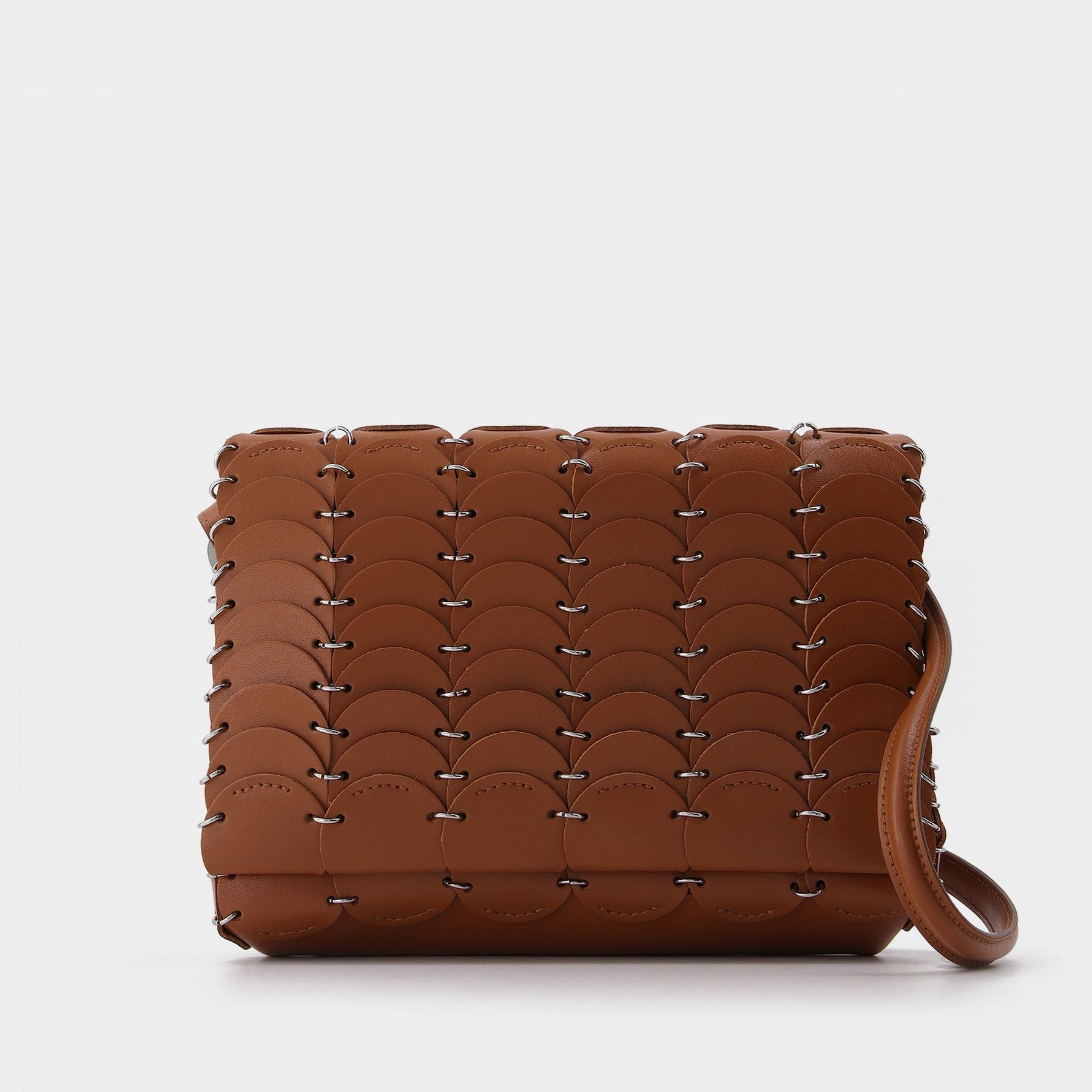 Cognac Demi Lune Leather Crossbody Bag