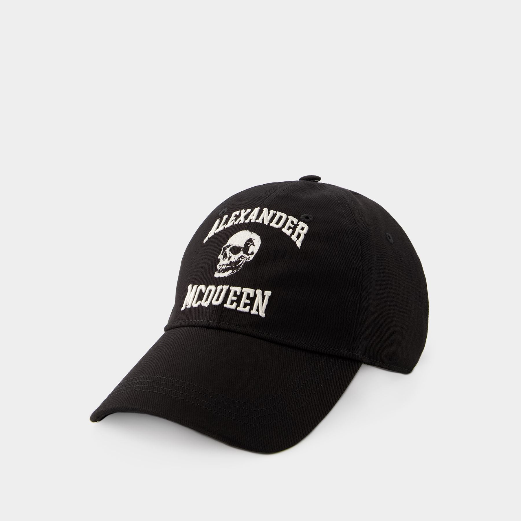 Varsity Skull Cap Alexander Mcqueen Cotton Black Ivory