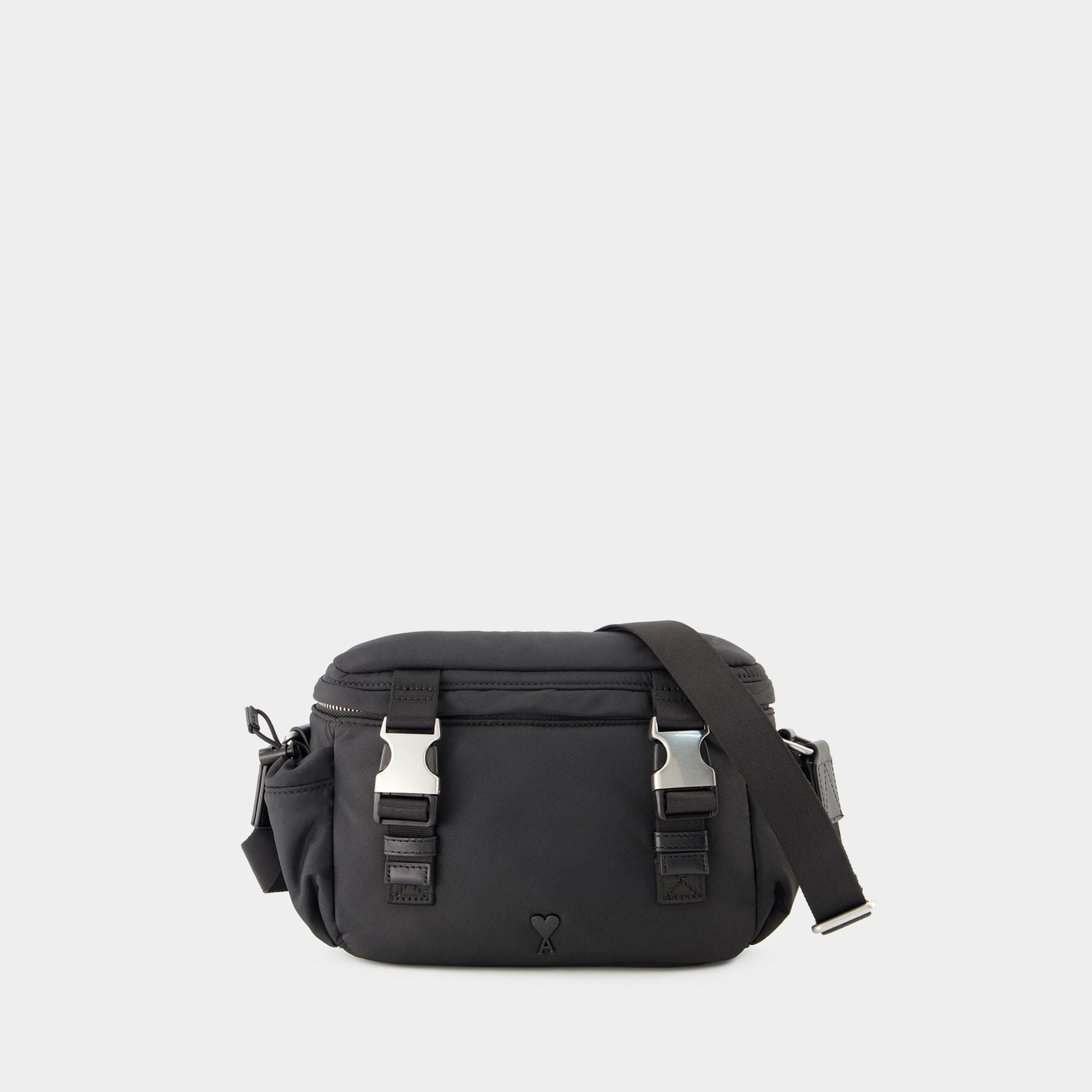 Ami Paris Lunch Box Leather Messenger Bag in Black for Men