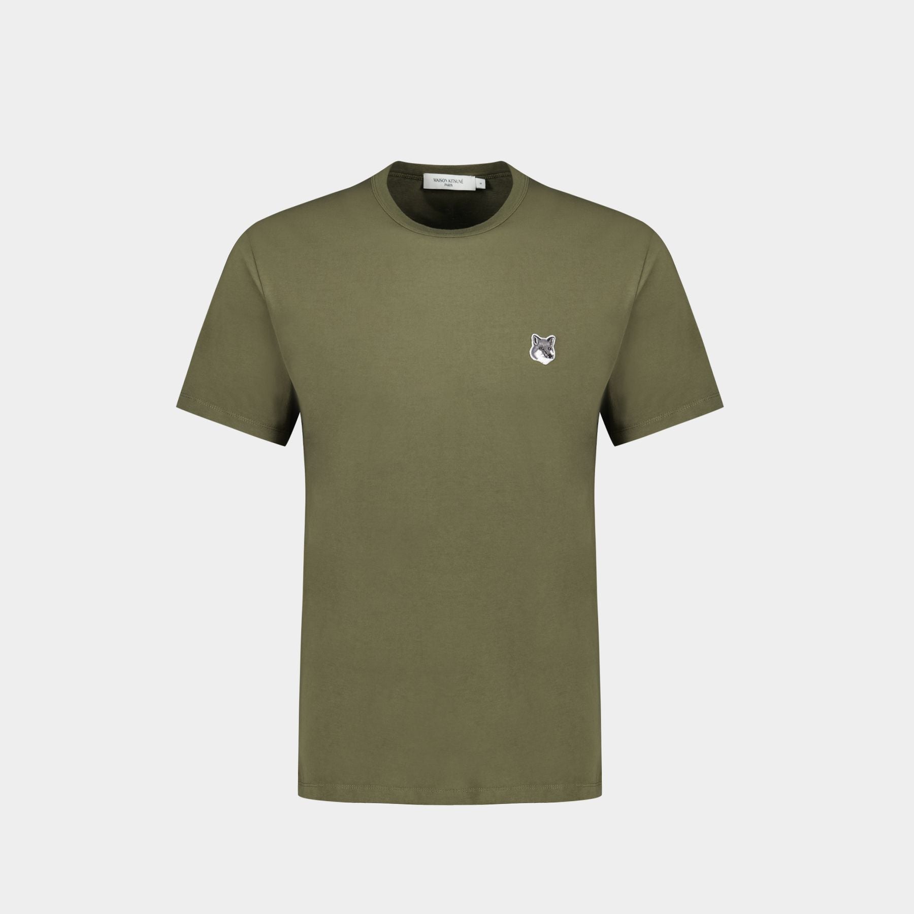 Fox Head Patch T-Shirt in Khaki Cotton