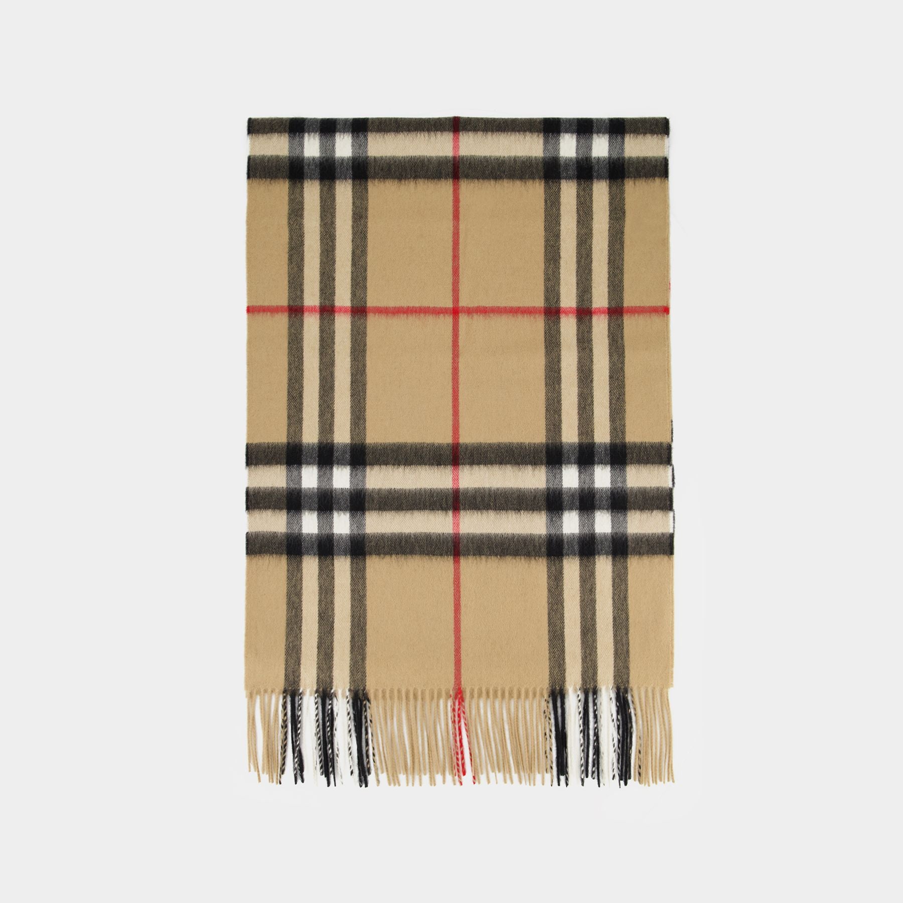 BURBERRY: Giant Check scarf in cashmere - Brown