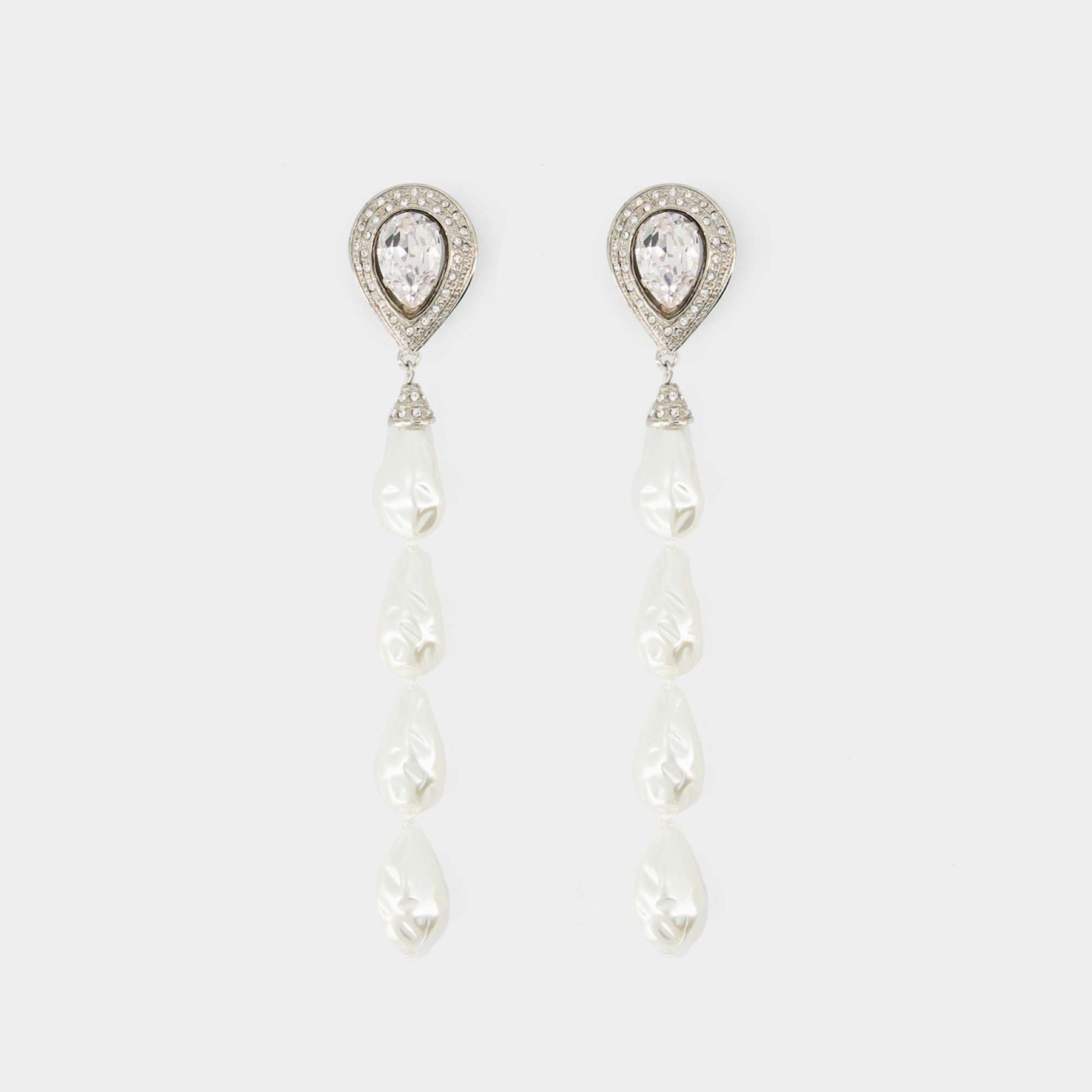 Pearl Cascade Earring Alessandra Rich Silver Brass