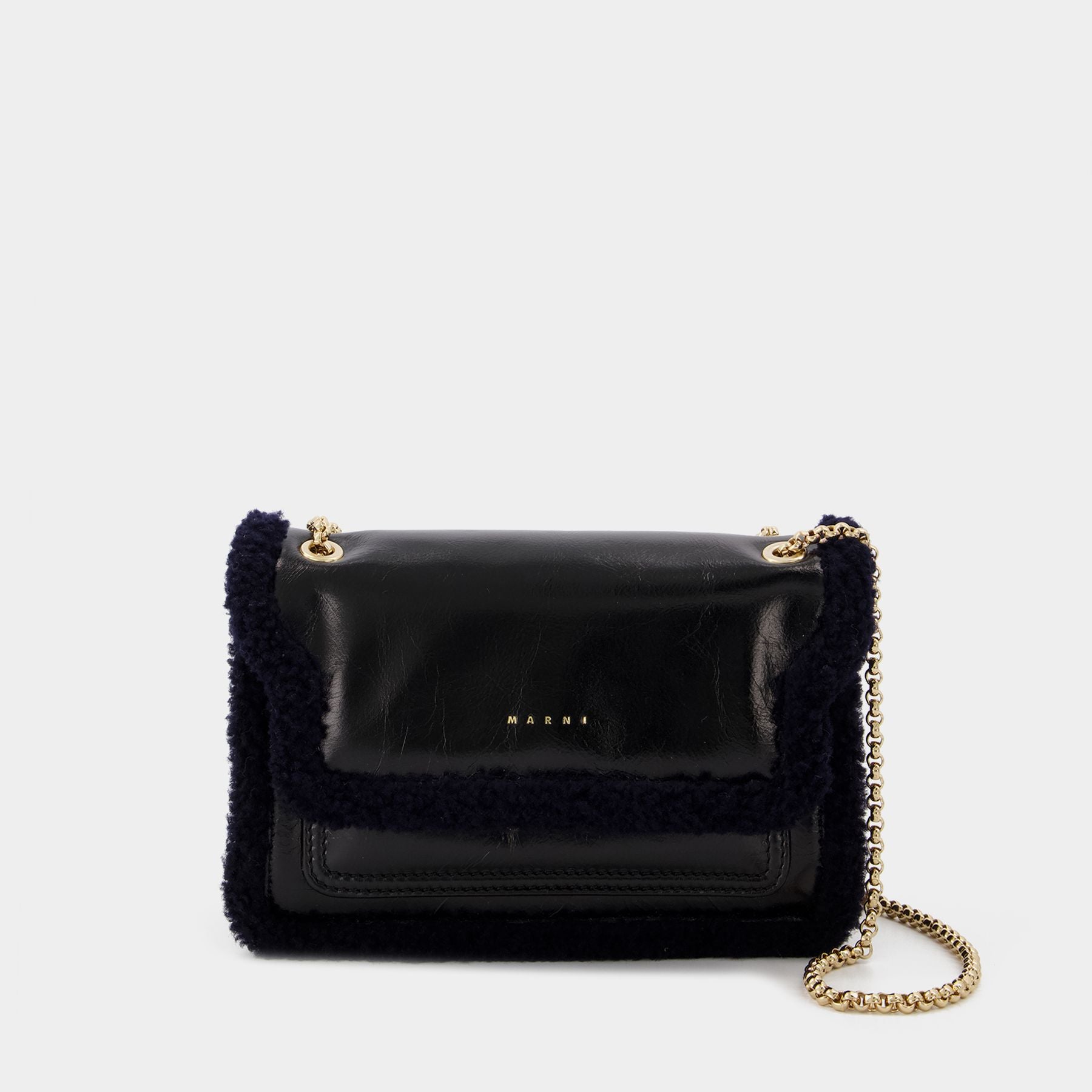 Fendi Velvet Wallet on Chain in Black