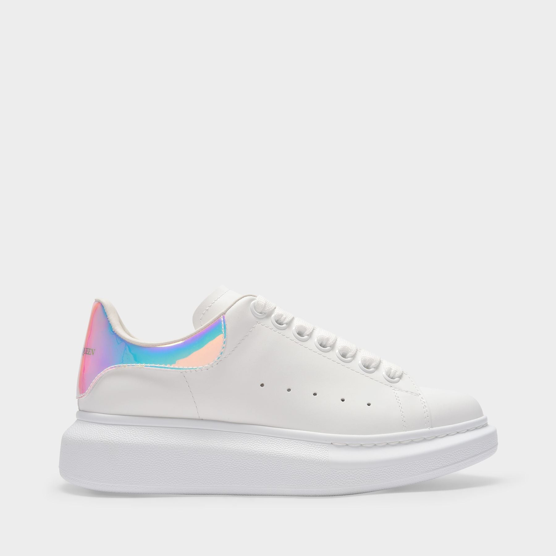 Men's Luxury Sneakers - Oversize Sneakers Alexander McQueen in white  leather and holographic back