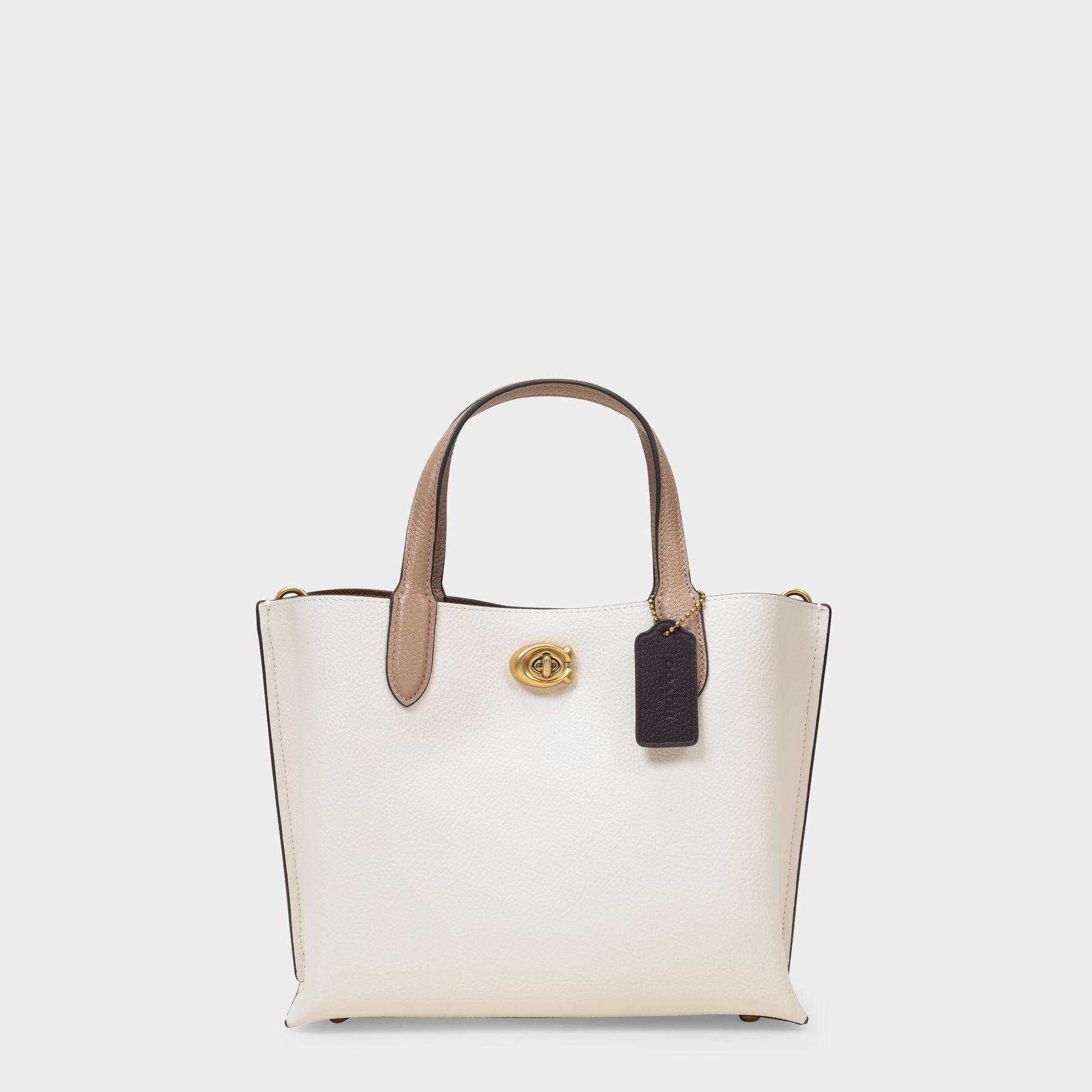 COACH Willow 24 Beige Colorblock Gold Tone Leather Tote Bag