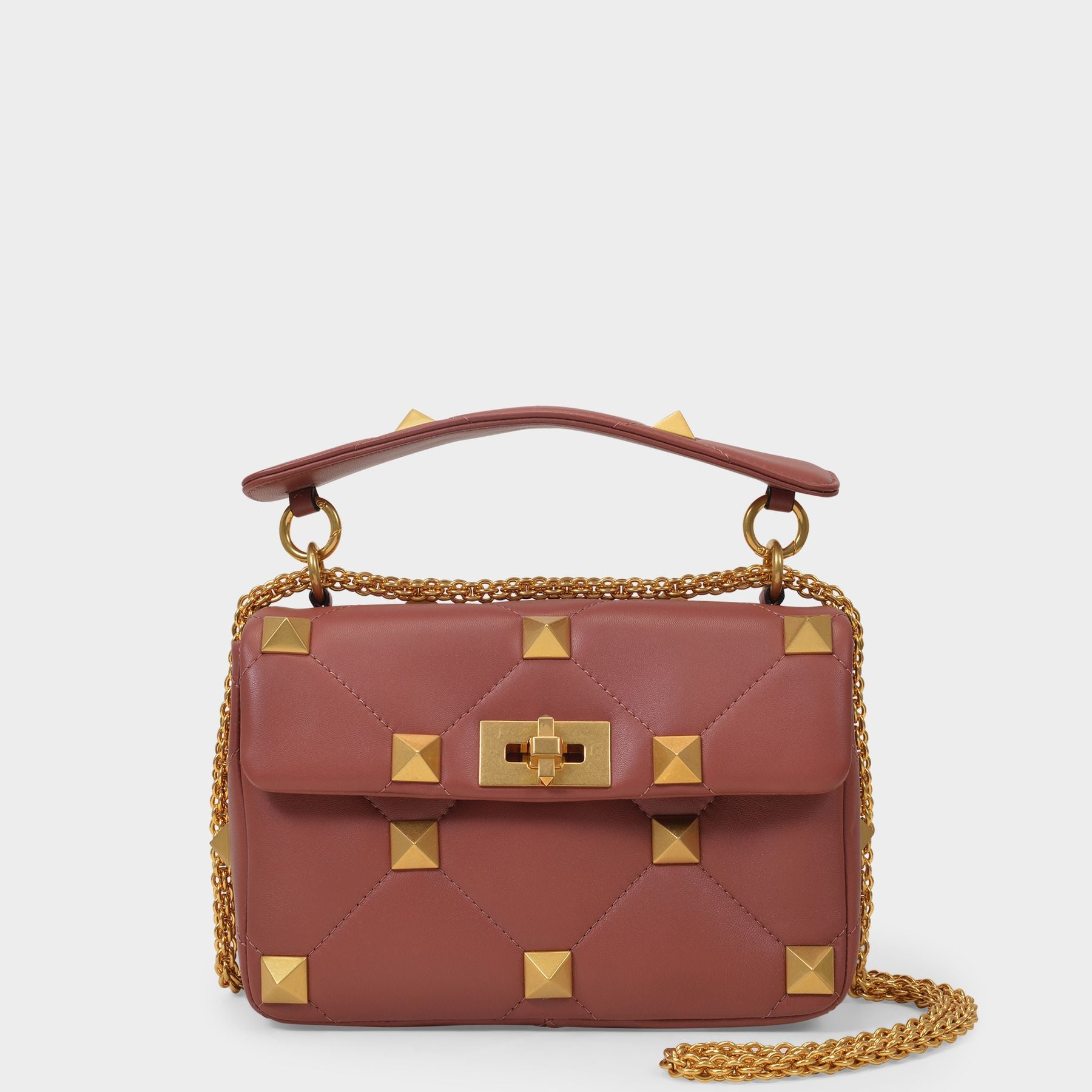 archive lether studs shoulder bag brown-