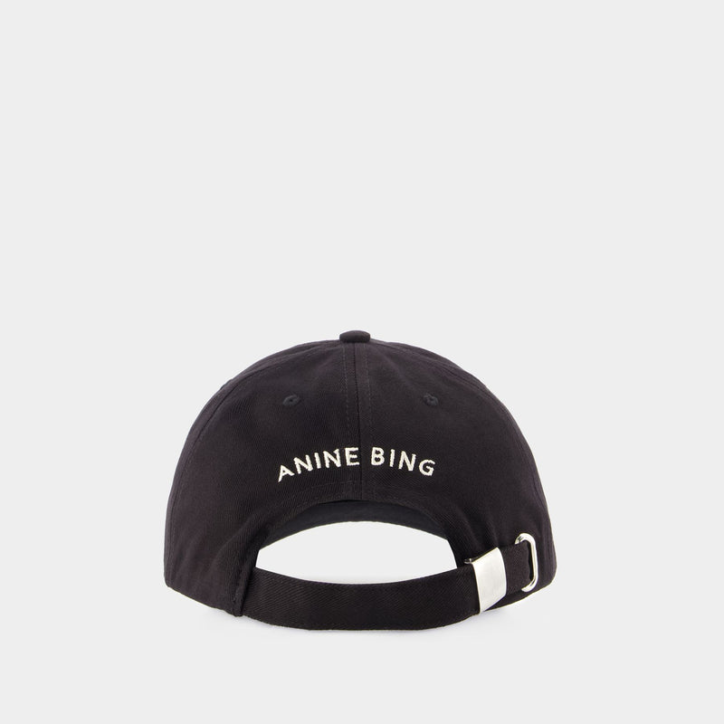 Jeremy Letterman Cap - ANINE BING - Cotton - Black