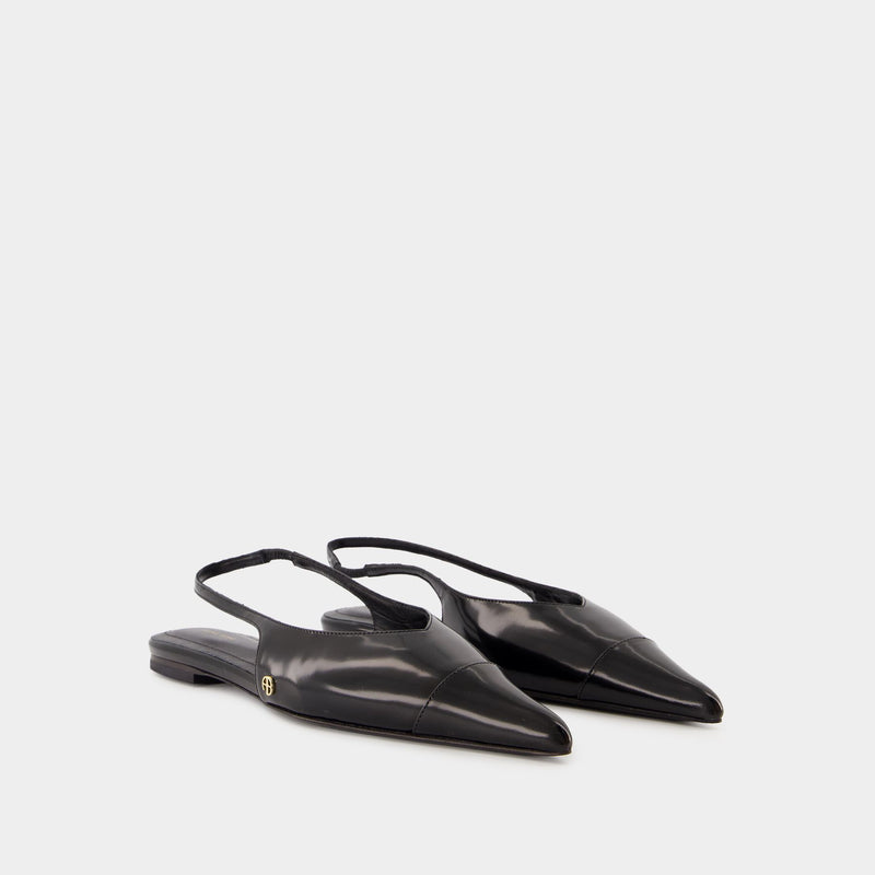 Elena Slingback Flats - ANINE BING - Calfskin - Black