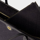 T Monogram Small Shopper Bag - Tory Burch - Leather - Black