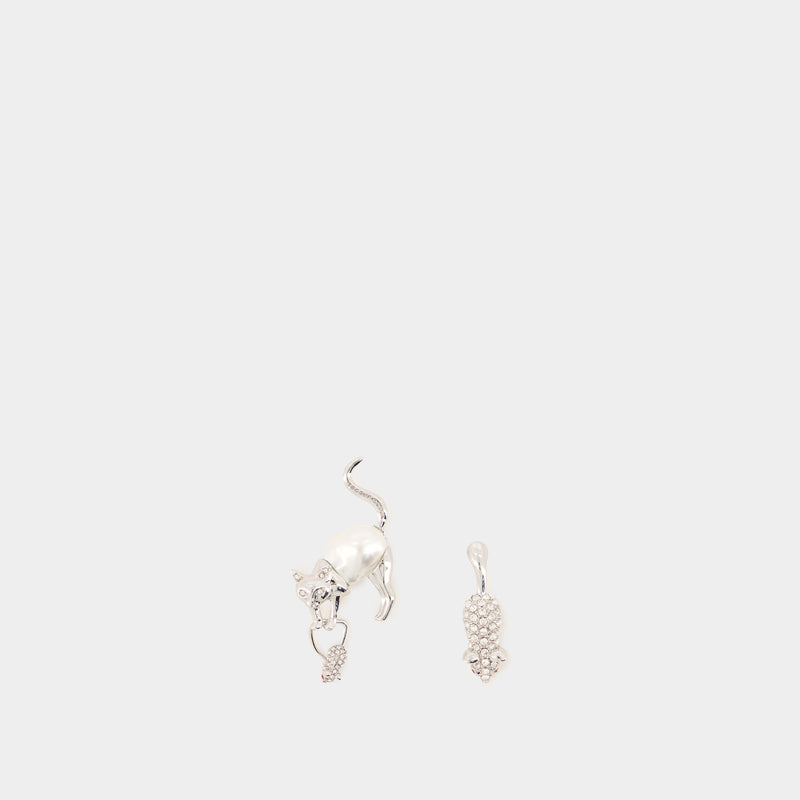 Cat And Mouse Large Earrings - Marc Jacobs - Metal - Silver