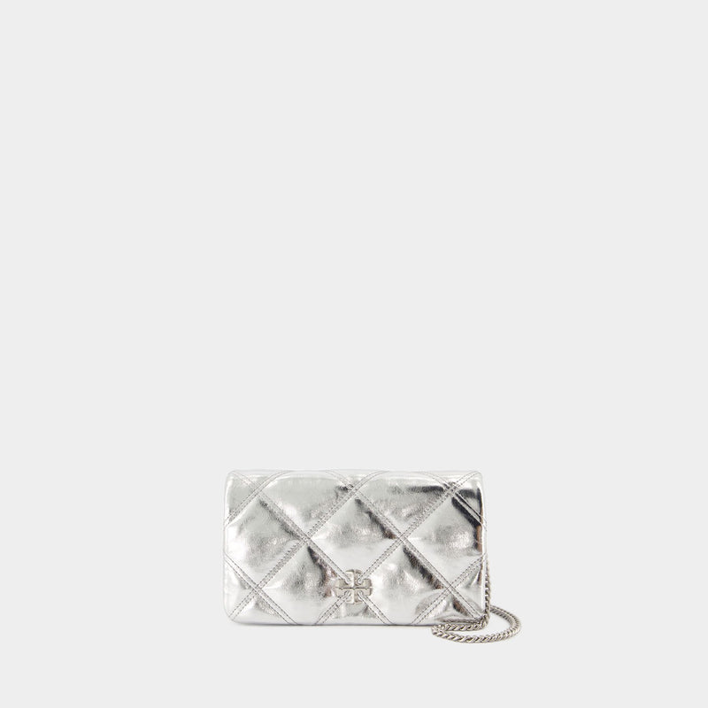 Kira Diamond Wallet On Chain - Tory Burch - Leather - Silver