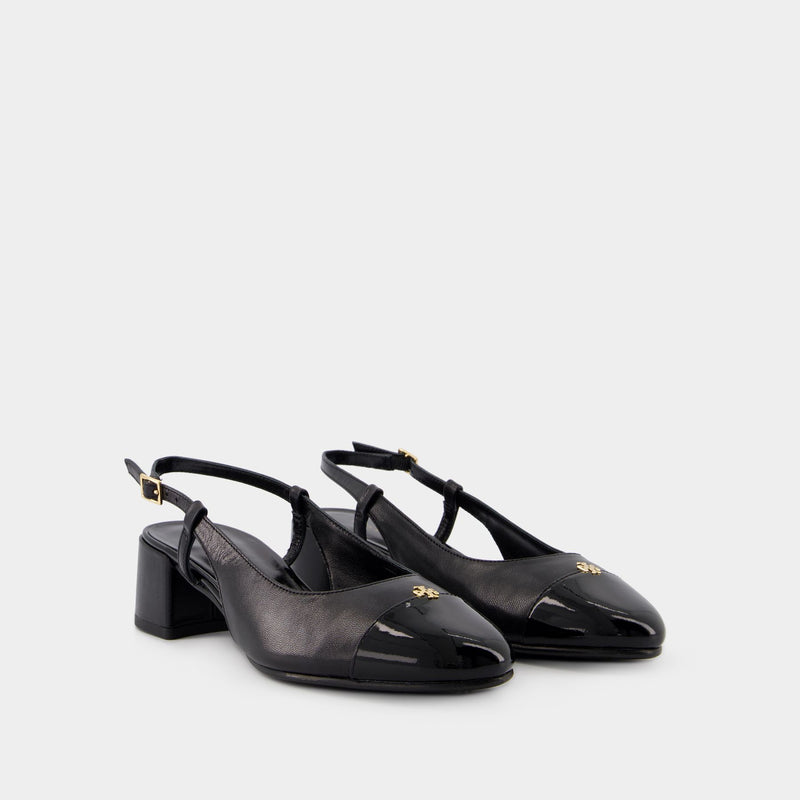 Cap Toe Sandals - Tory Burch - Leather - Black