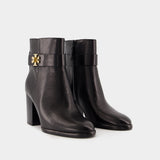 T-Lock Ankle Boots - Tory Burch - Leather - Black