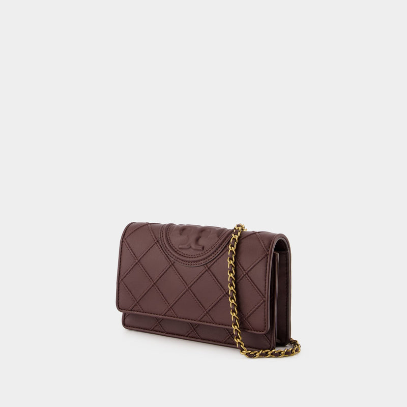 Fleming Soft Wallet On Chain - Tory Burch - Leather - Brown