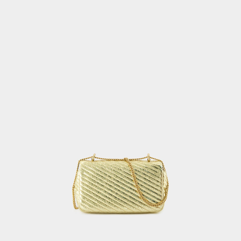 Kira Moto Mini Flap Shoulder Bag - Tory Burch - Leather - Gold