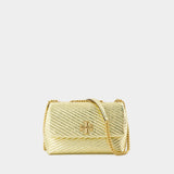 Kira Moto Small Shoulder Bag - Tory Burch - Leather - Gold