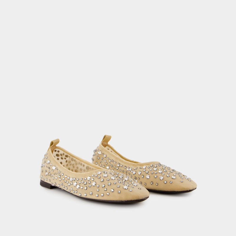 Crystal Ballerinas - Tory Burch - Nylon - Beige