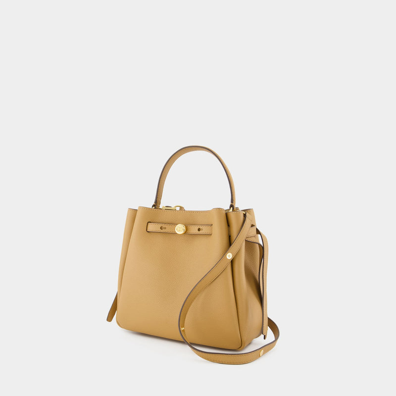 Romy Pebbled Purse - Tory Burch - Leather - Brown