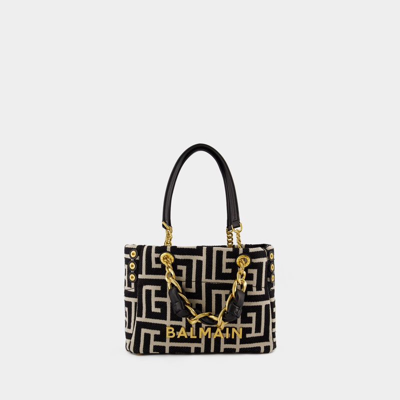 Small 1945 Soft Shopper Bag - Balmain - Cotton - Ivory/Black