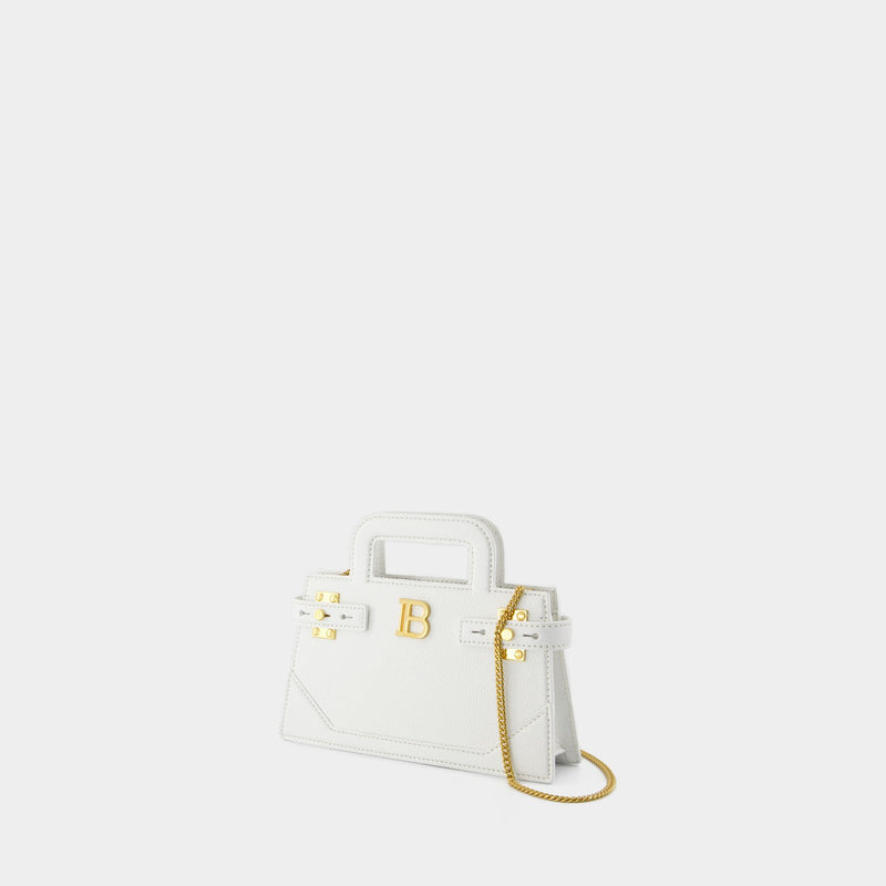 B-Buzz Small Top Handle Purse - Balmain - Leather - White