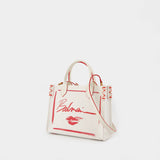 B-Army Small Shopper Bag - Balmain - Canvas - White/Red