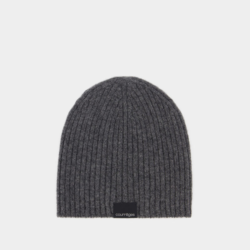 Ac Ribbed Beanie - Courreges - Wool - Grey