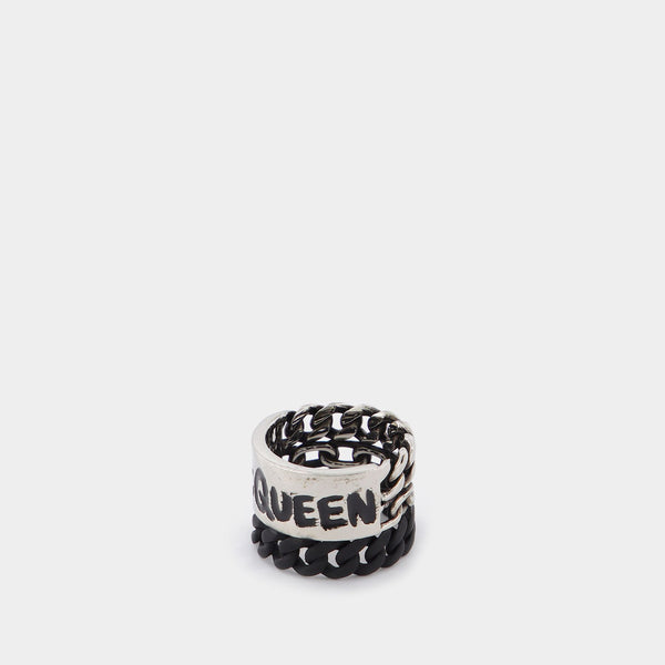 Graffiti Chain Ring, Brass