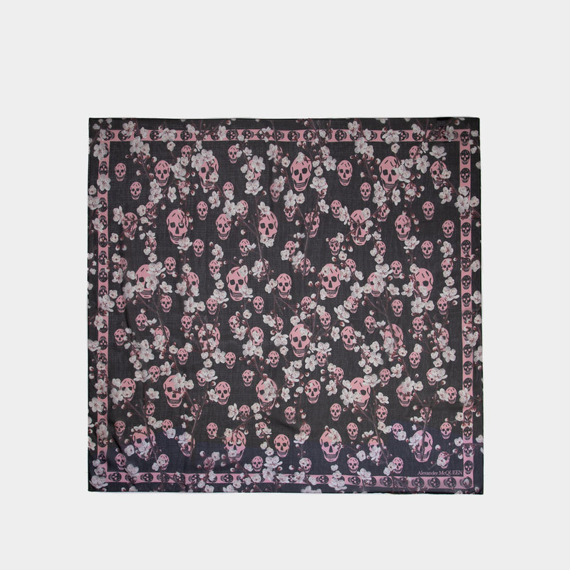 Blossom Skull Scarf - Alexander McQueen - Wool - Black/Pink