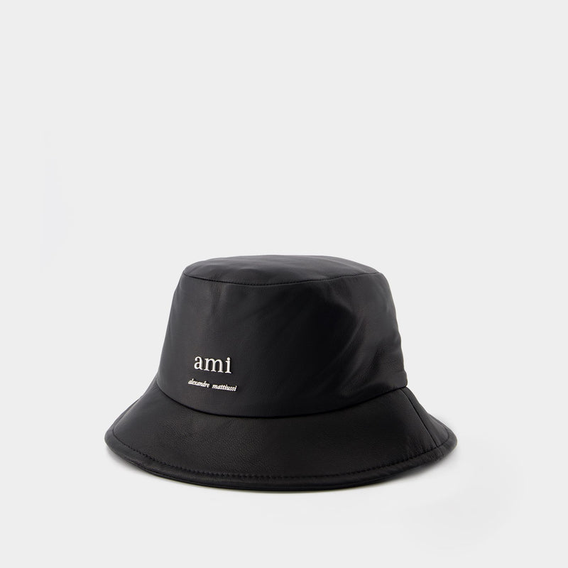 Ami Bucket Hat - AMI Paris - Leather - Black