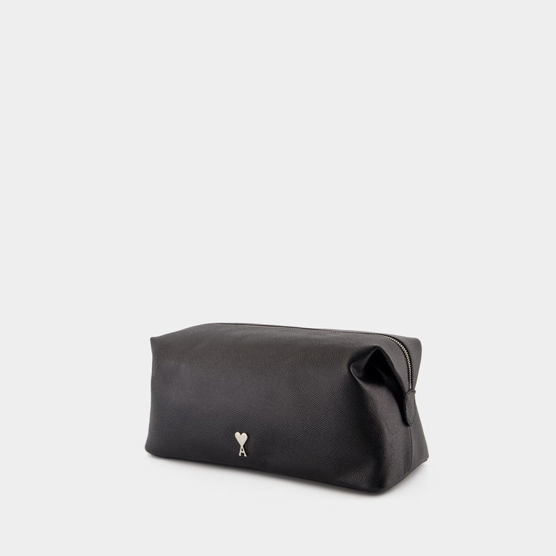 Paris Paris Toilet Pouch - AMI Paris - Leather - Black