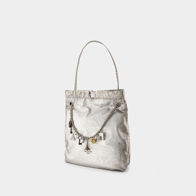 Crush Tote M Shoulder Bag - Balenciaga - Leather - Silver