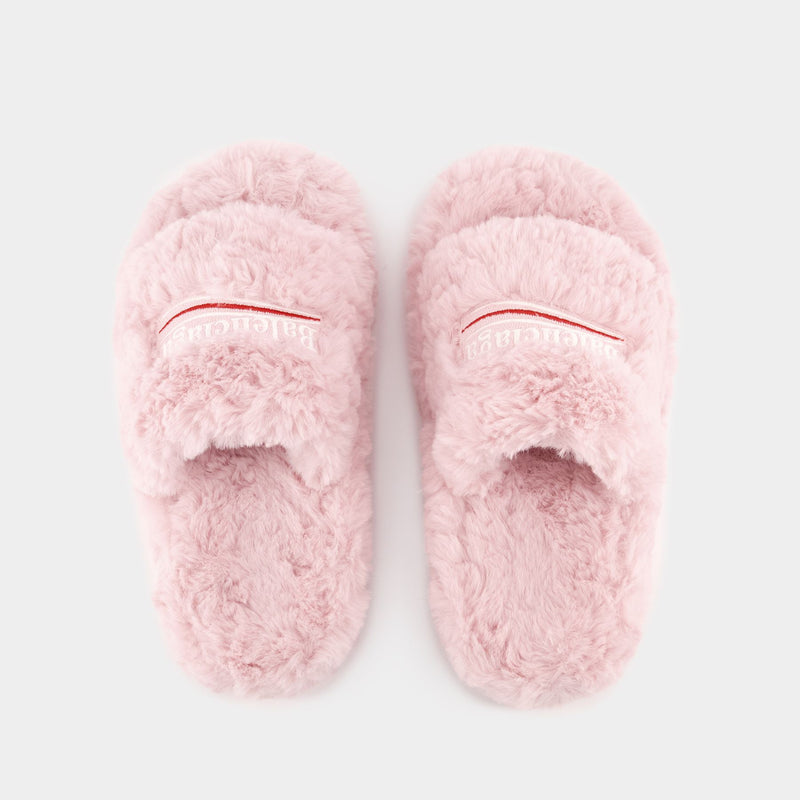 Furry Platform Sandals - Balenciaga - Synthetic - Pink