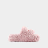 Furry Platform Sandals - Balenciaga - Synthetic - Pink