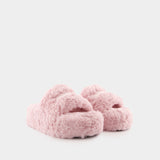 Furry Platform Sandals - Balenciaga - Synthetic - Pink