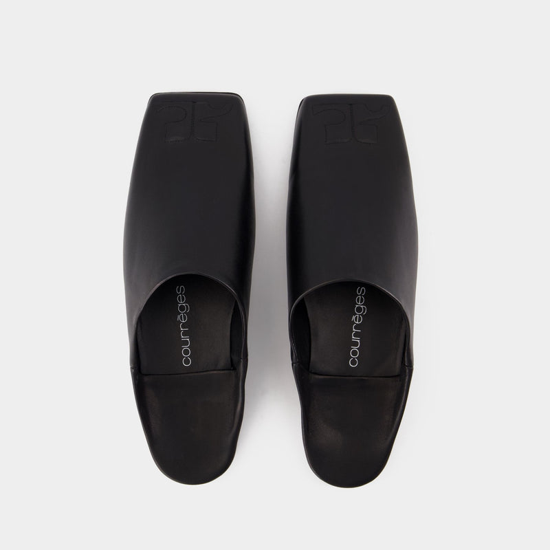 Heritage Shadow Mules - Courreges - Leather - Black