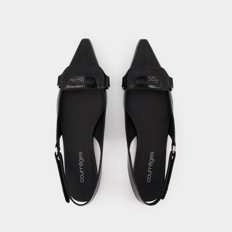 Sling Back Racer Vinyl - Courreges - Leather - Black