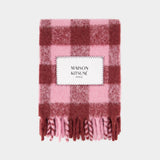 Check Brushed Scarf - Maison Kitsune - Wool - Pink