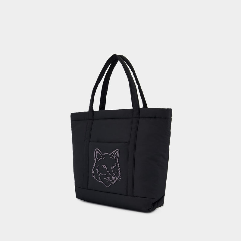 Fox Head Puffer Medium Shopper Bag - Maison Kitsune - Nylon - Black