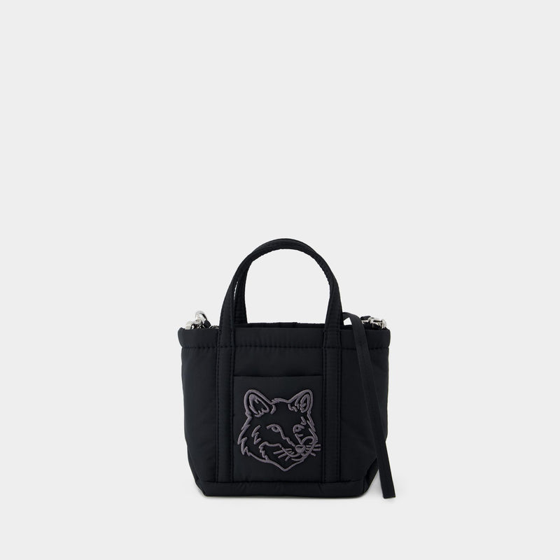 Fox Head Puffer Mini Shopper Bag - Maison Kitsune - Nylon - Black