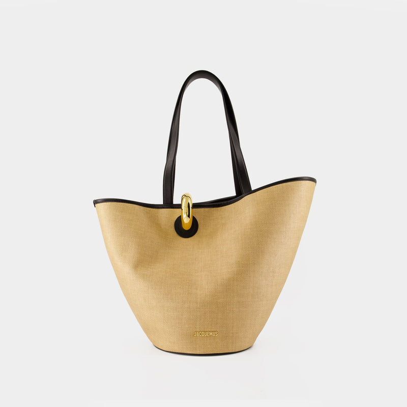 Le Bambola Shopper Bag - Jacquemus - Leather - Ivory/Black