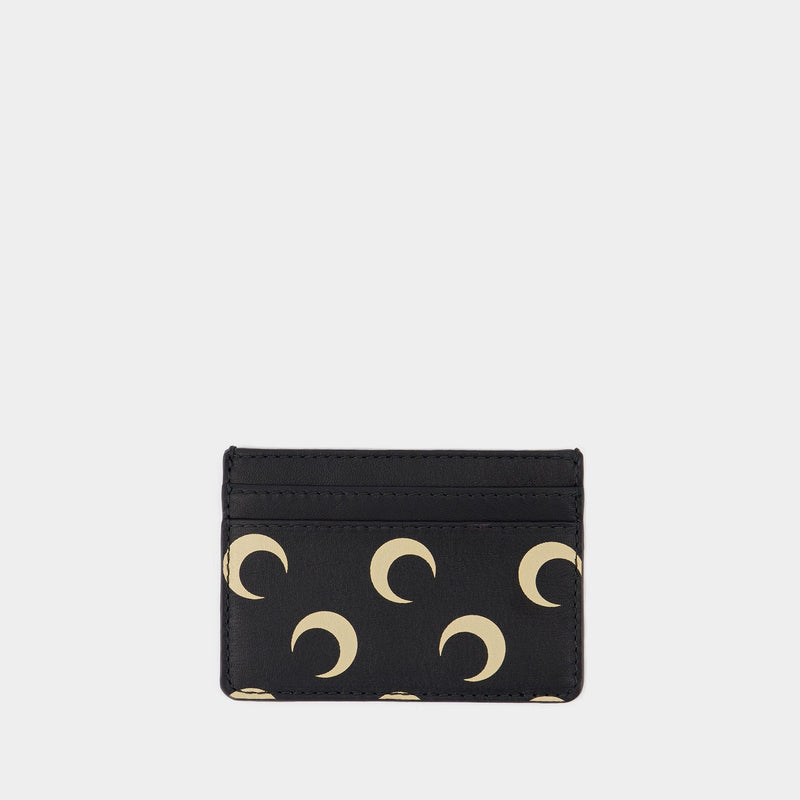 Moon Screenprint Card Holder - Marine Serre - Leather - Black