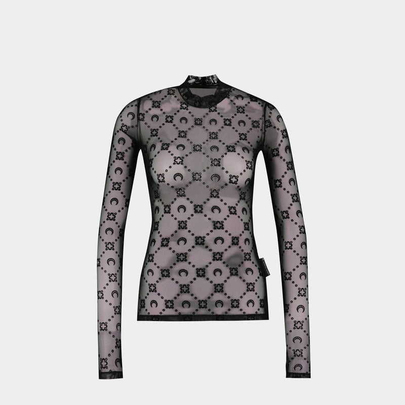 Moonogram Flock Second Skin T-Shirt - Marine Serre - Synthetic - Black