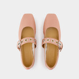 Uma Eyelet Ballerinas - Aeyde - Silk - Pink