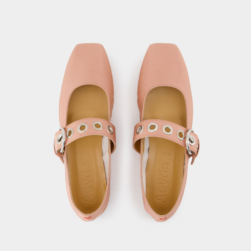 Uma Eyelet Ballerinas - Aeyde - Silk - Pink