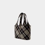 Check Shopper Bag - Burberry - Cotton - Black