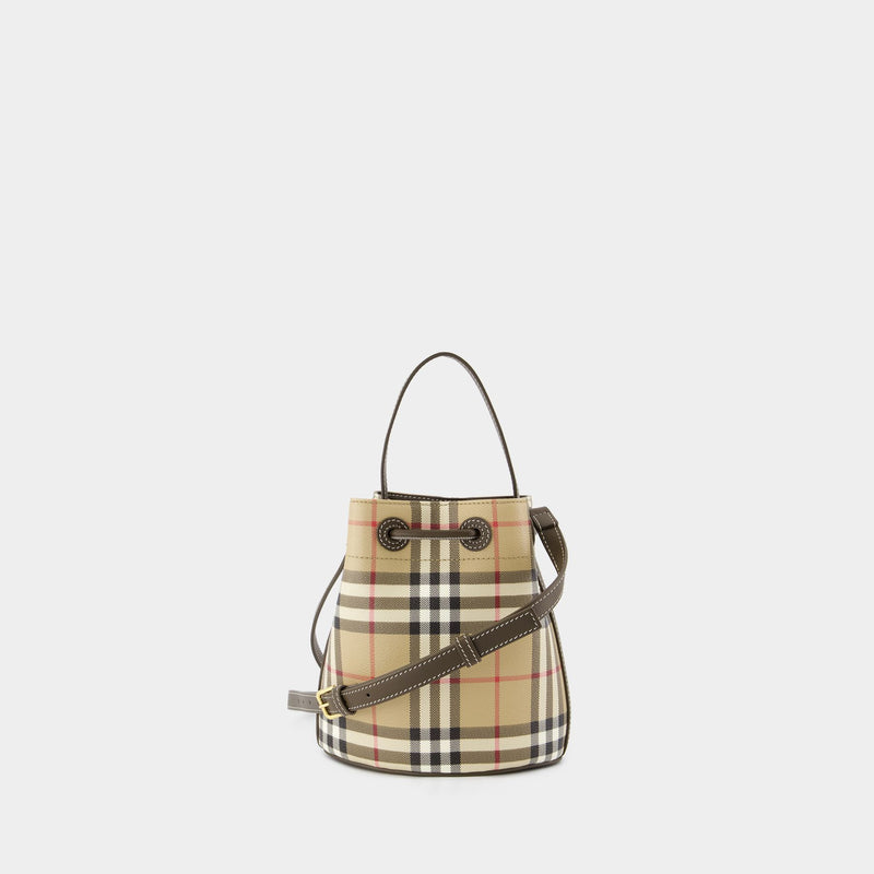 Mini Drawstring Bucket Bag - Burberry - Synthetic Leather - Brown