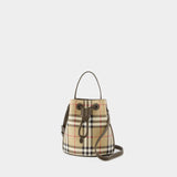 Mini Drawstring Bucket Bag - Burberry - Synthetic Leather - Brown