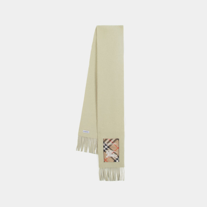 Solid Label Scarf - Burberry - Cashmere - White